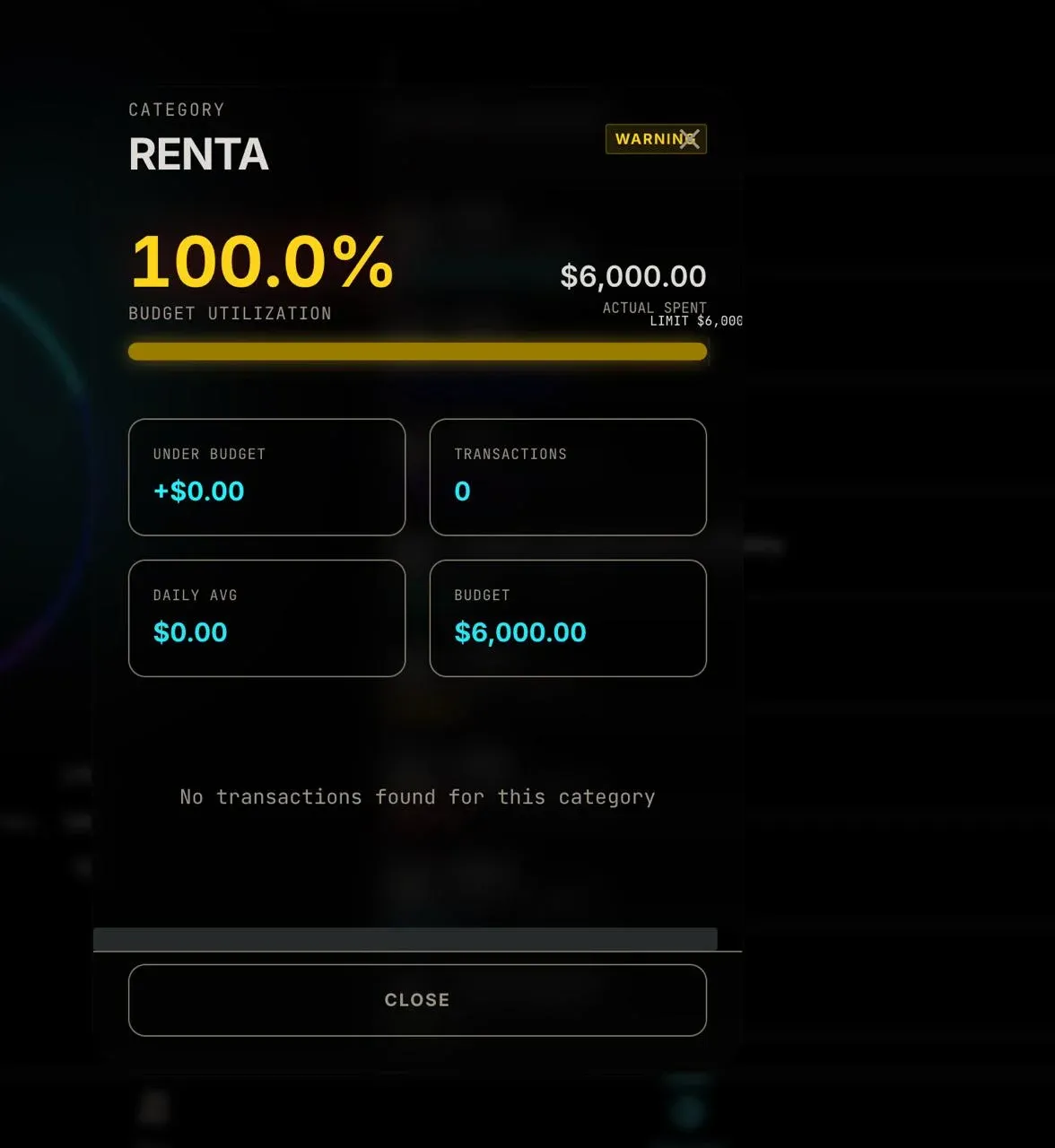 Category detail with budget warnings